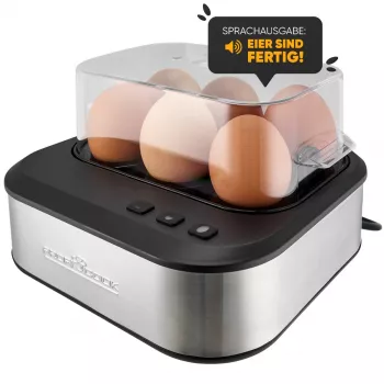 ProfiCook PC-EK 1276 olu vārītājs līdz 6 olām ar balss paziņojumiem, nerūsējošais tērauds / melns 501276