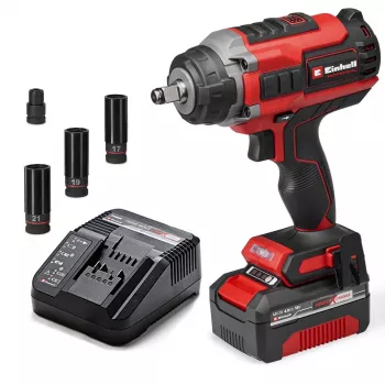Einhell Professional IMPAXXO 18/450 bezvadu trieciena uzgriežņu atslēga 450 Nm 18V bezsuku ar 4,0Ah akumulatoru un lādētāju 4510074
