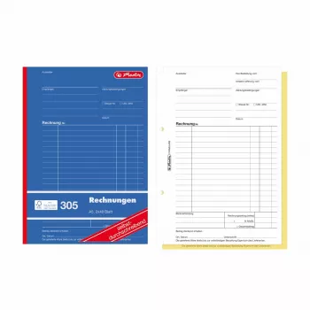 Herlitz rēķinu veidlapu grāmatas A5 2 daļu bezoglekļa, 4 gab. iepakojums 300003799