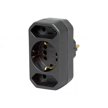 Kopp DUOversal Schuko adaptera spraudnis, 2 kontaktligzdas, 16 A, 250 V, melns 179605004