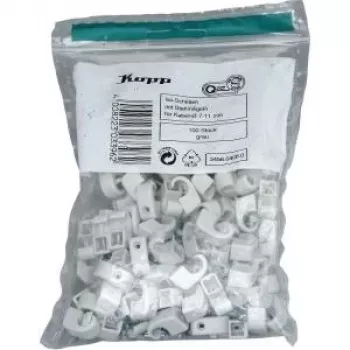 Kopp kabeļa skava ar naglu, kūlīša diametrs 7-11 mm, pelēka, 100 gab. 345604080