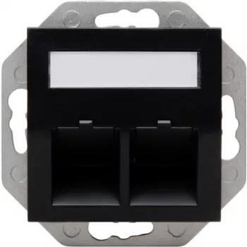 HEINRICH KOPP HK07 Keystone sienas panelis ar vāciņu, IP44, 2 portu, melns 953850004