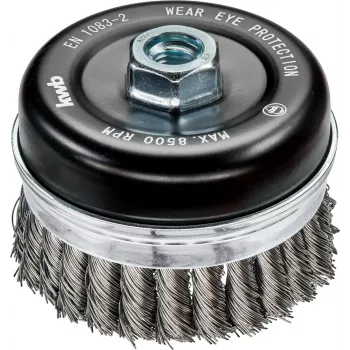 KWB AGGRESSO-FLEX® kausveida birste, pīta, gofrēta HSS tērauda stieple, 75 mm, M14 vītne, leņķa slīpmašīnām, 1 gab. (719226)
