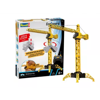 Revell Adventes kalendārs Mega Crane 3D puzle, 108 daļas, bez līmes, 24 durvis, no 10 gadu vecuma