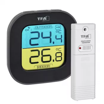 TFA Dostmann Digitālais termo-higrometrs kvadrātveida 1,5V 61x24x61mm melns 30.3068.01