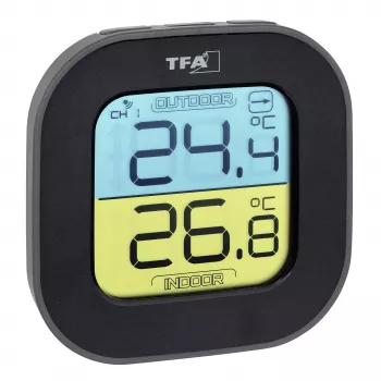TFA Dostmann Digitālais termo-higrometrs kvadrātveida 1,5V 61x24x61mm melns 30.3068.01