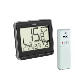 TFA Dostmann PRIO bezvadu digitālais termometrs, melns/balts 30.3069.01