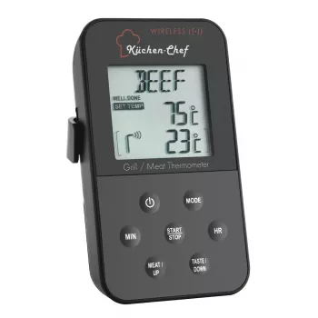 TFA Dostmann 14.1504 grila termometrs ar kabeļa sensoru, trauksmes signālu, taimeri, kodola temperatūras uzraudzību zemas temperatūras gatavošanai, cūkgaļai, liellopu gaļai, brieža gaļai, tītaram, jēram, trusim