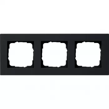 Gira System 55 rāmja pārsegs, 3 vietu, plakans, melns 0213095