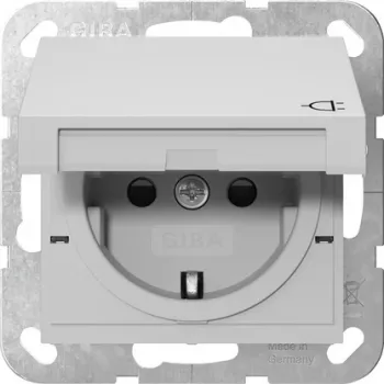 Gira System 55 SCHUKO kontaktligzda ar atlokāmu vāciņu, pelēka 4414015