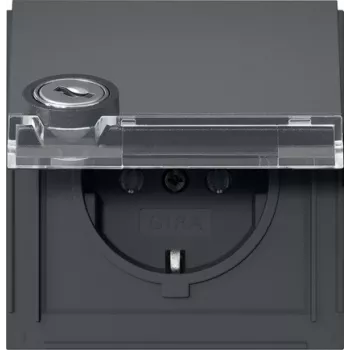 GIRA 446767 SCHUKO kontaktligzda ar atslēgas slēdzeni, atšķirīgas atslēgas, 16 A, 250 V, ierīkojama, termoplasts