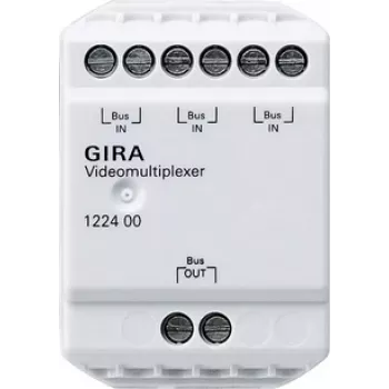 Gira 122400 video multipleksors durvju komunikācijai, 2 vadu kopne, 4 kameras ieejas, DIN sliede, 6 TE