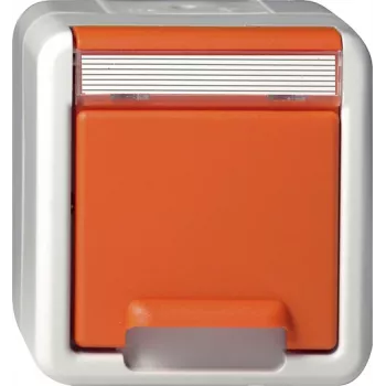 Gira SCHUKO kontaktligzda ar vāku, virsapmetuma, oranža 4440309