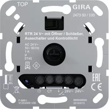 Gira telpas temperatūras regulators 24 V NO/NC 247300
