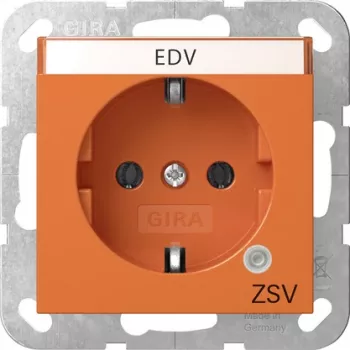 Gira 4452109 SCHUKO kontaktligzda ar vadības LED un atlokāmu vāciņu, tīri balta spīdīga