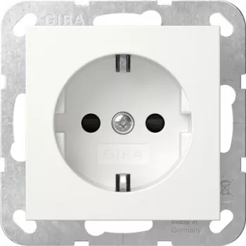 GIRA 475503 SCHUKO kontaktligzda ar LED orientācijas apgaismojumu, paaugstināta kontaktu aizsardzība, tīri balta spīdīga