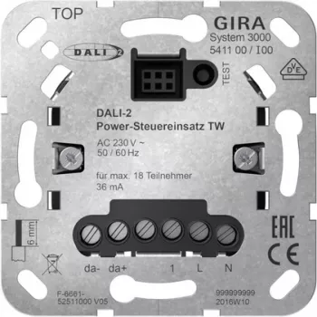 Gira System 3000 DALI-2 jaudas kontroles ieliktnis regulējami baltai gaismai 541100