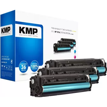 KMP 1236,0030 saderīgu tonera kasetņu komplekts HP LaserJet Pro 200 color M251n/M251nw - ciāna, fuksīna, dzeltena (3 komplektā, 1800 lappuses katrā)