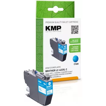 KMP pārstrādāta zilas tintes kasetne Brother LC422XLC (1500 lappuses)