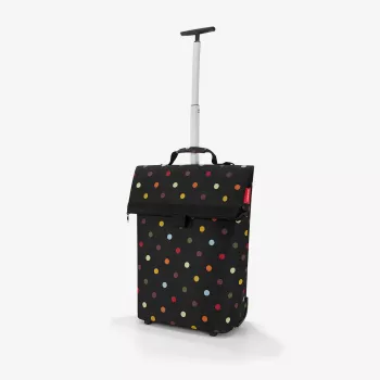 Reisenthel Trolley M Iepirkumu ratu soma, 43 L, poliesters, melna ar punktiem, 2 riteņi, teleskopisks rokturis (NT7009)