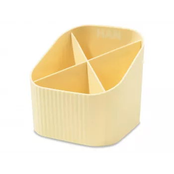 HAN X-LOOP pildspalvu turētājs pasteļdzeltenā plastmasā, 4 nodalījumi, 111 x 111 x 105 mm 17238-815D