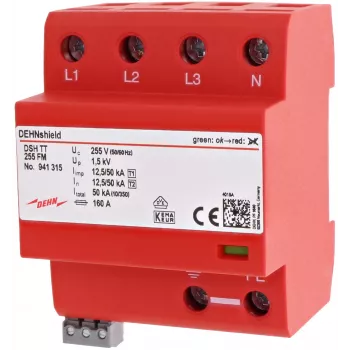 DEHN 941315 DSH TT 255 FM 1+2 tipa pārsprieguma aizsargs 3 fāžu TT/TN-S sistēmām