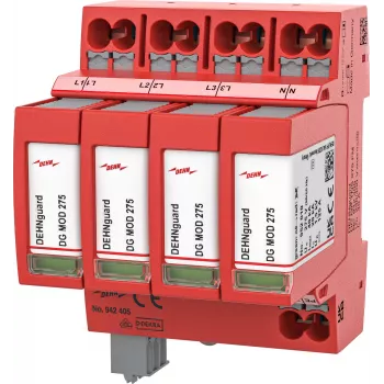 DEHN DEHNguard MP TNS 275 FM 2. tipa pārsprieguma aizsargs, 4 polu, 275V, 40kA, DIN sliedei 942405