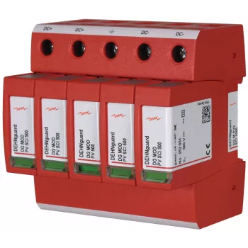 DEHN DG M PV2 SCI 1000 2. tipa pārsprieguma aizsargs fotoelektriskajām sistēmām, 3 polu, 1000 V DC, 40 kA, DIN sliedes stiprinājums 952514
