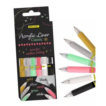 ONLINE® Classic akrila marķieru komplekts 1,0 mm, 6 dažādās krāsās (18631/6)