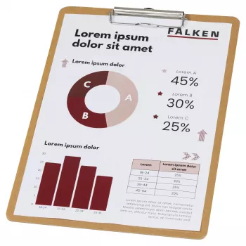FALKEN PURE Nature A4 rakstāmklipsis, brūns no pārstrādāta kartona, metāla klipsis, ievelkama piekarināšanas cilpa, 80 lapu ietilpība 15072600000F