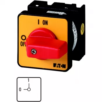Eaton T0-1-102/E-RT izciļņu slēdzis, 2 polu, 20 A, priekšējā montāža, sarkans/dzeltens 009046