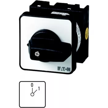Eaton T0-1-15401/E izciļņu slēdzis, 1 pols, 20 A, 690 V AC, priekšējā montāža, melns rotējošais rokturis, IP65 038854