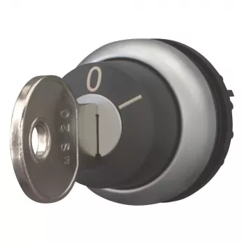 Eaton M22-WRS-MS20 atslēgas vadīts selektora slēdža izpildmehānisms, 2 pozīcijas, fiksēts, MS20 atslēga, titāna metāla priekšējais gredzens, melns 111779
