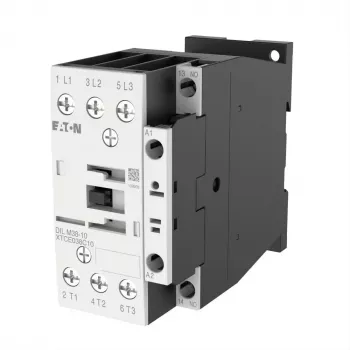 Eaton DILM38-10(RDC24) 3 polu jaudas kontaktors, 38 A AC-3, 24 V DC spole, 1 NO palīgkontakts 112442