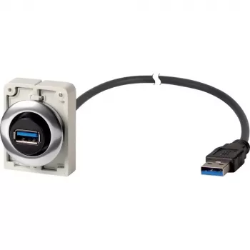 Eaton M30C-FUSB-60 Panel Mount USB 3.0 Type A ligzda ar 1,5 m kabeli, metāla priekšējais gredzens Y7-187084