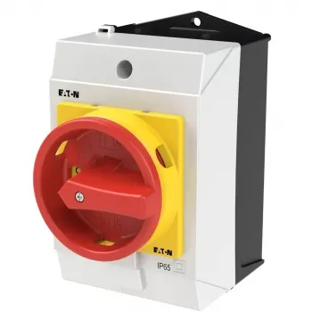 Eaton T0-1-8200/I1/SVB 1-poliga galvenais slēdzis, 20A, sarkans/dzeltens rokturis, IP65 priekšpuse 207145