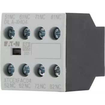 Eaton DILA-XHI04 palīgkontaktu bloks, 4 polu, 2NO+2NC, priekšējā montāža, skrūvju spailes, melns/balts 276424