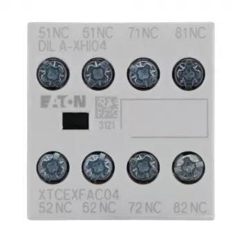 Eaton DILA-XHI04 palīgkontaktu bloks, 4 polu, 2NO+2NC, priekšējā montāža, skrūvju spailes, melns/balts 276424