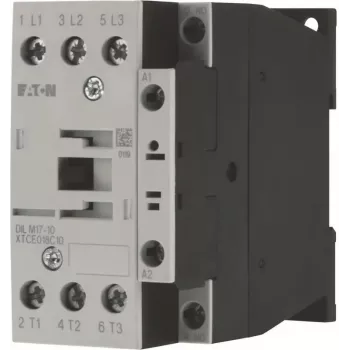 Eaton DILM17-10(RDC24) 3 polu kontaktors, 24 V līdzstrāvas spole, 17 A AC-3, 1 NO palīgkontakts, IP00, melns/balts 277018