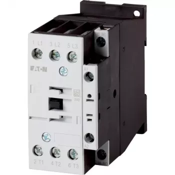 Eaton DILM17-10(RDC24) 3 polu kontaktors, 24 V līdzstrāvas spole, 17 A AC-3, 1 NO palīgkontakts, IP00, melns/balts 277018