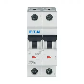 Eaton FAZ-C10/2 miniatūras automātiskais slēdzis (MCB), 10 A, 2 polu, C tipa, 400 V AC, 10 kA 278756