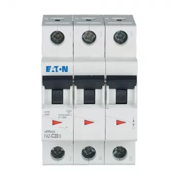Eaton FAZ-C20/3 miniatūras automātiskais slēdzis, 3 polu, 20 A, C tipa, 10 kA 278874