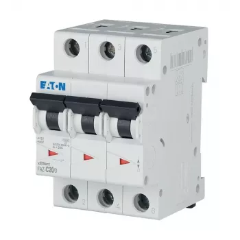 Eaton FAZ-C20/3 miniatūras automātiskais slēdzis, 3 polu, 20 A, C tipa, 10 kA 278874
