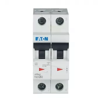 Eaton FAZ-C6/2 miniatūras automātiskais slēdzis (MCB), 6 A, 2 polu, C tipa, 10 kA, 230/400 V AC 278754