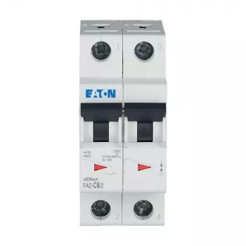 Eaton FAZ-C6/2 miniatūras automātiskais slēdzis (MCB), 6 A, 2 polu, C tipa, 10 kA, 230/400 V AC 278754
