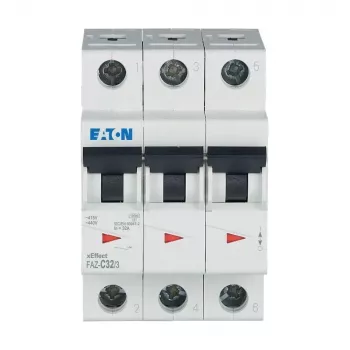 Eaton FAZ-C32/3 miniatūras automātiskais slēdzis C tips, 32 A, 3 polu, 10 kA, DIN sliedei 278876