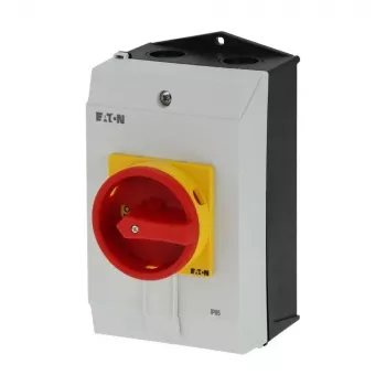 Eaton P1-40/I2H/SVB ieslēgšanas-izslēgšanas slēdzis ar avārijas apturēšanu, noslēdzams, 40 A, 690 V, 1 x 90°, pelēks/melns/sarkans/dzeltens 199922