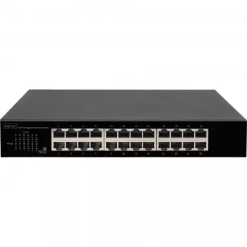 DIGITUS DN-80113-1 24 portu Gigabit komutators, 19 collu statīva montāža, 48 Gbps, nepārvaldāms