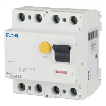 Eaton PXF-63/4/05-A Diferenciālās strāvas aizsardzības automāts (RCCB), 4-polu, 63 A, 50 mA, A tips 236805