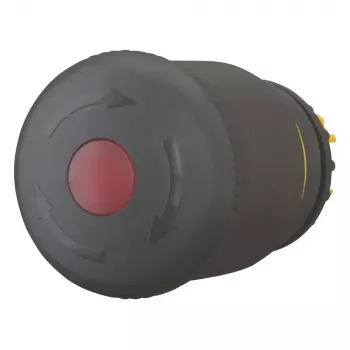 EATON M22S-PVLT apgaismots avārijas apstādināšanas pogas izpildmehānisms, atbrīvošana ar pagriezienu, melna sēņveida galva, 38 mm, IP66/IP67/IP69K 271540
